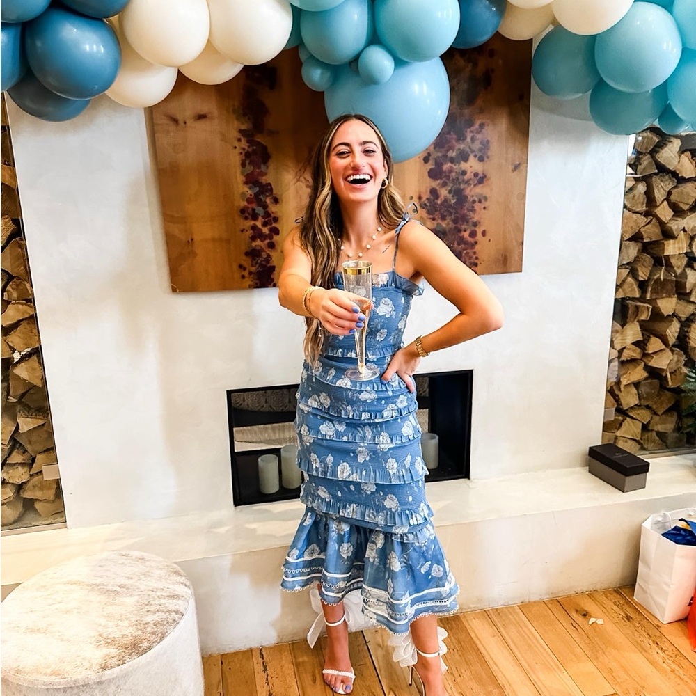 V. Chapman Blue and White Party Dress